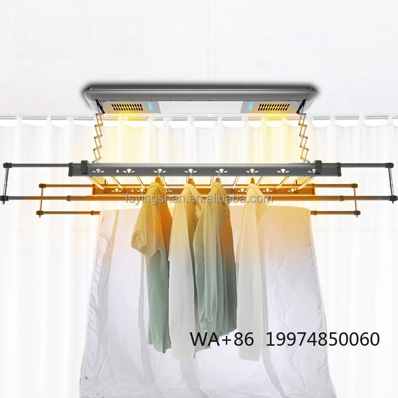 

Hot Sale Smart Home Electric Folding Aluminum Alloy Clothes Hanger Remote Control Automatic Rack Heater for Modern Use
