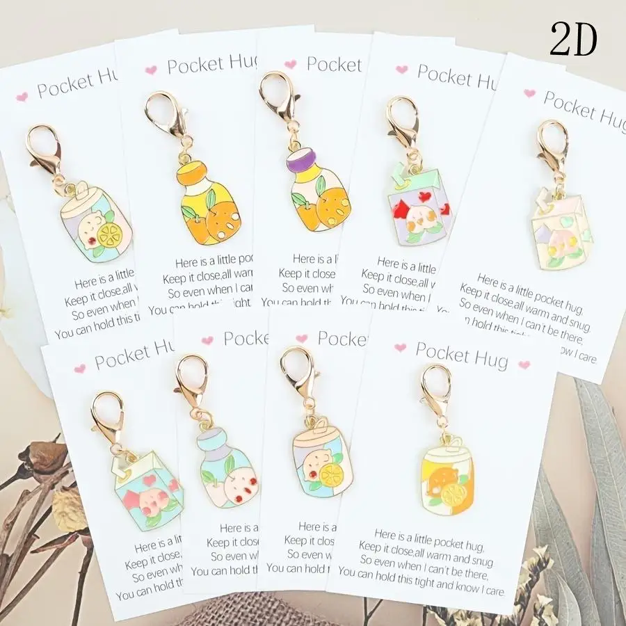 1/5/10/20/50/100pcs Gift for Her/Him 9 Cartoon Beverage Keychains, Creative Bottled Beverages, Fashionable And Personalized Bag