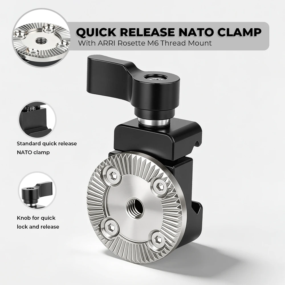 CAMVATE Quick Release NATO Clamp With ARRI Rosette M6 Thread Mount for DSLR Camera Cage Rig Rail Handle Camera