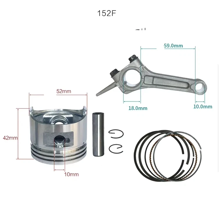Piston Kit & Connecting Rod for Chinese 152F 154F 168F 170F 173F 177F 188F 190F 192F Engine Kolben Ring Pin Clip Set