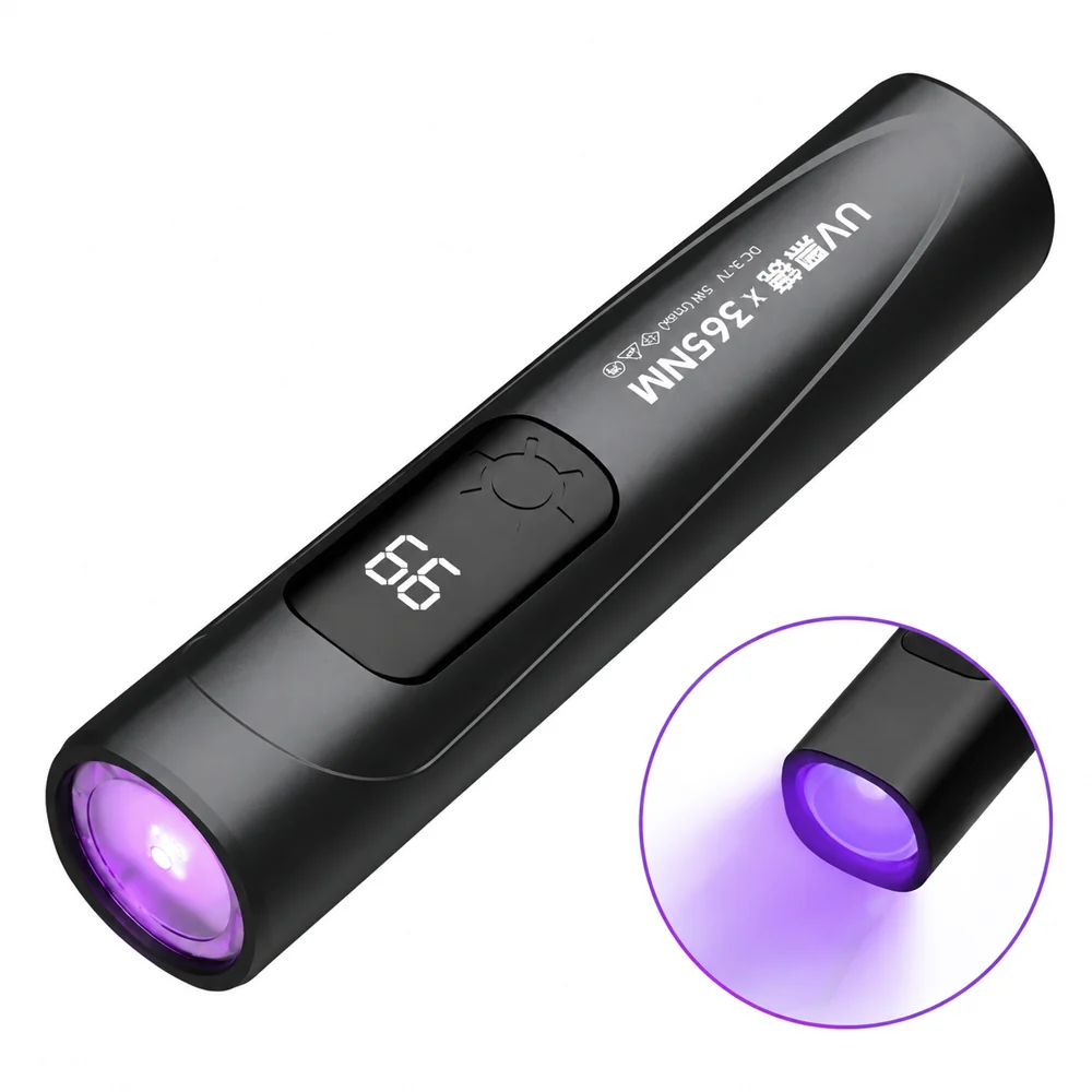 Lanterna UV de 365nm, luz ultravioleta portátil para detecção de manchas em animais de estimação, verificação de notas e cura de resina.