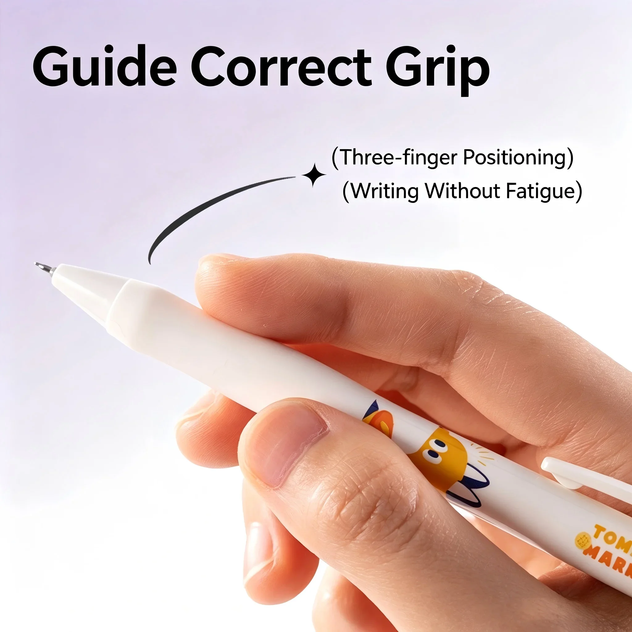 Deli SA149 Retractable Quick Dry Gel Pen Blue Bear Cartoon Illustration 0.5mm ST Tip Black Press Pen for Student Daily Writing
