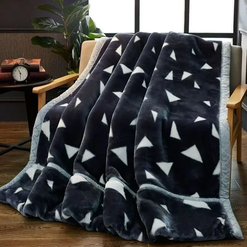 Thicken Double-layer Blankets for Autumn Winter Single Machine Washable Non Fading Soft Warm Woolen Blanket Student Bed Blankets