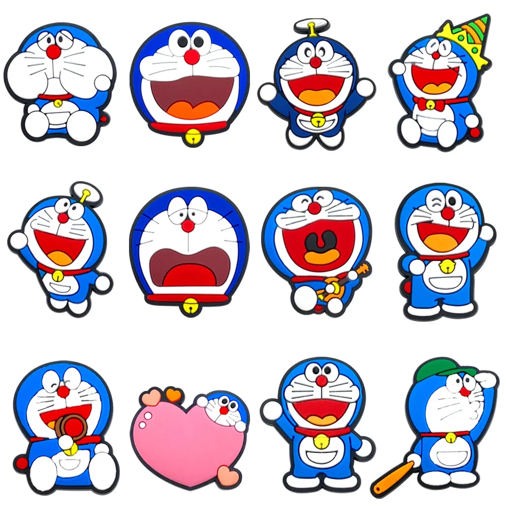 

12pcs Doraemon Shoe Charms for Clogs Sandals Decoration Japanese Cartoon Anime Shoe Accessories Charms Friends Gifts