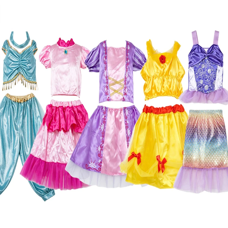 Classic Storybook Character Outfit, Puff Sleeve Top with Layered Tulle Skirt for Holiday Cosplay Performance Gathering Occasion