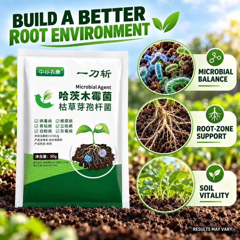 Crop Microbial Fertilizer with Trichoderma Hartzianum Soil Conditioner To Suppress Diseases Meet Plant Growing Needs