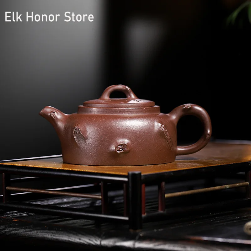 330ml Chinese Yixing High-end Purple Clay Teapots Master Handmade Stump Half Moon Tea Pot Beauty Kettle Raw Ore Zisha Tea Set