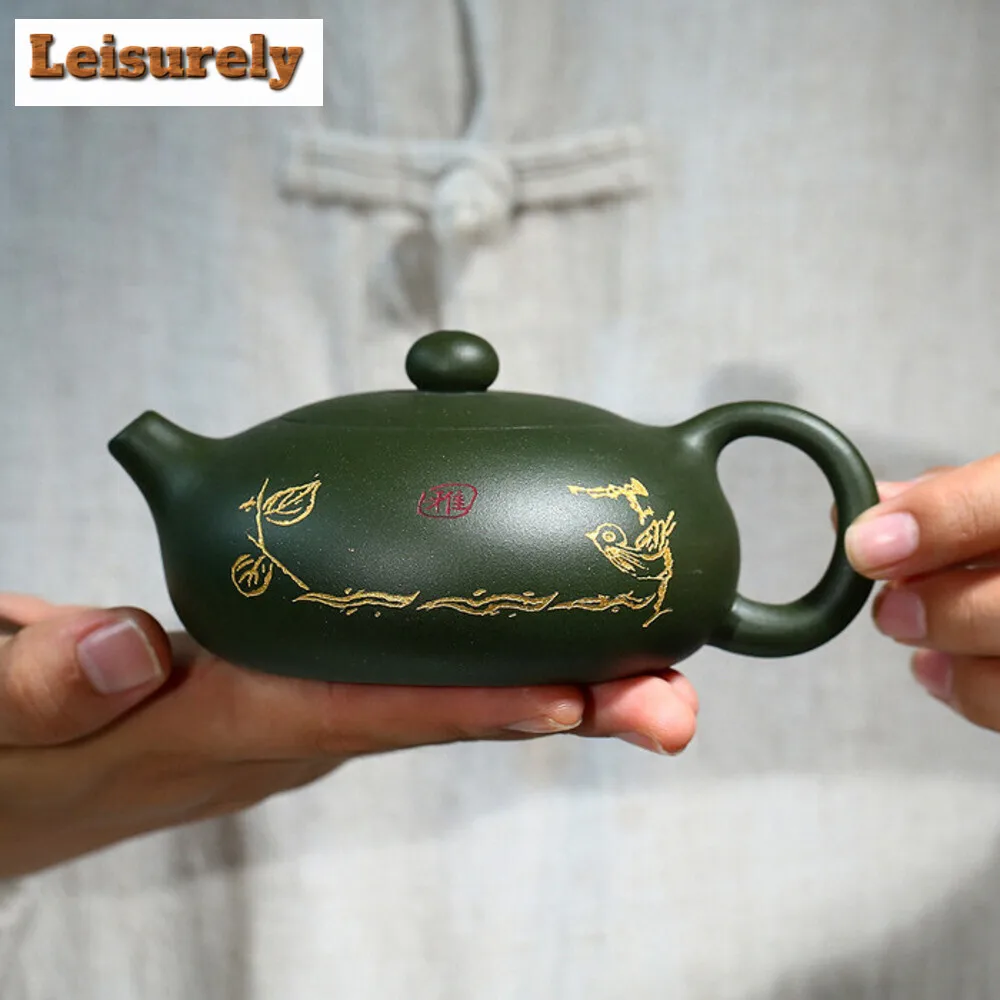 

Chinese Yixing Teapot Purple Clay Filter Xishi Teapots Beauty Kettle Authentic Zisha Raw Ore Green Clay Handmade Tea Set 190ml