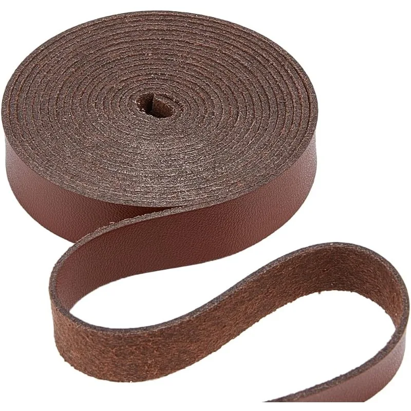 2m Leather Strap Strips Flat Leather Cord Lychee Grain Threads Rope Strings for DIY Crafts Guitar Belt Boot Lace Bracelet