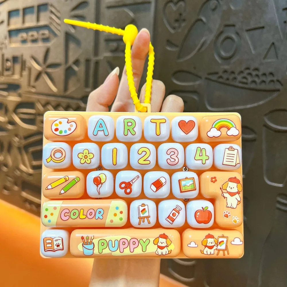 26-Key Mechanical Keyboard Toy Keycap Clicker Hand Relax Fidget Keyboard Keychain Decompression Button Stress Relief Fidget Toy