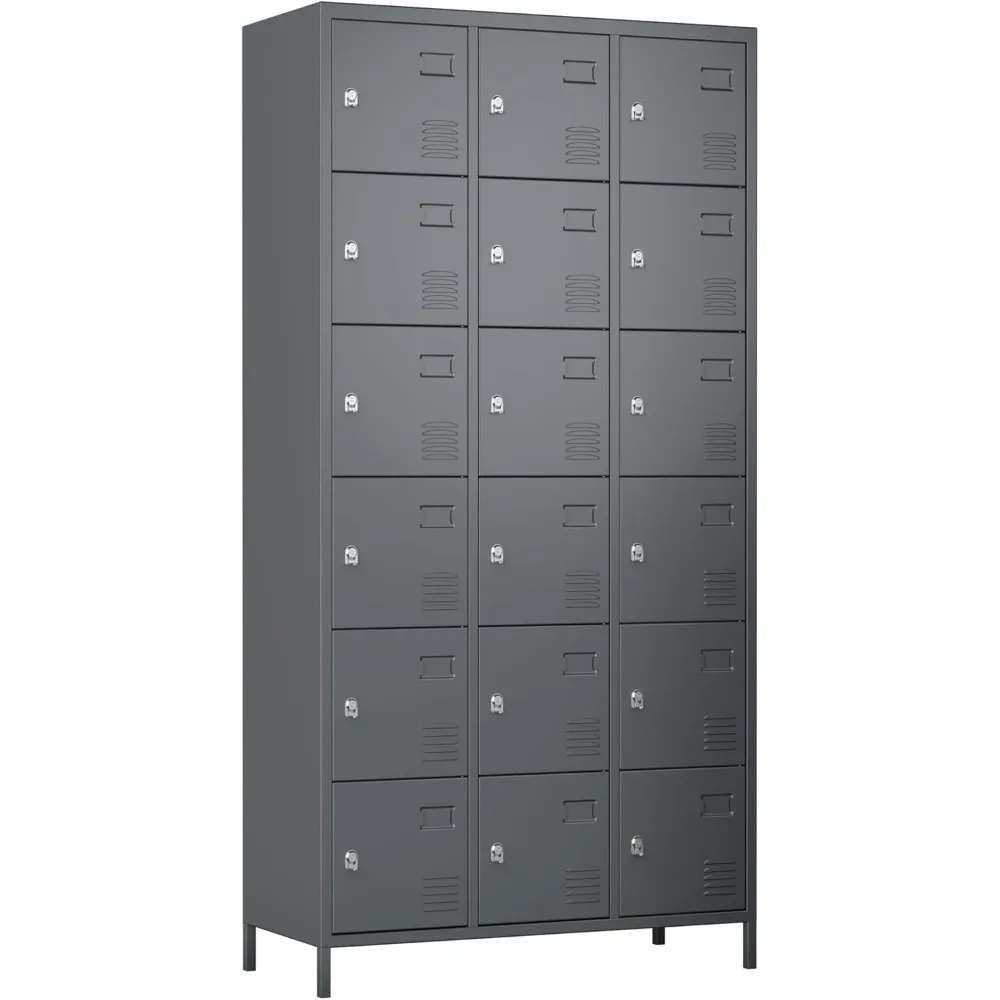 

18 Doors Storage Locker Combination with Business Card Holder,Industries Double Tier Metal Locker for School Office Gym Home Emp