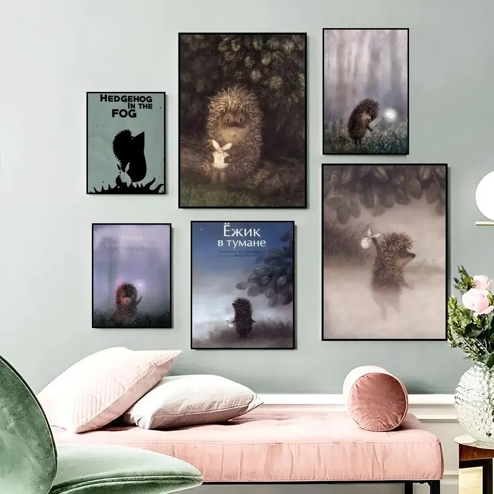 H-Hedgehog in the Fog touching Poster Good Quality For Room Home Bar Cafe Decor Painting Gift