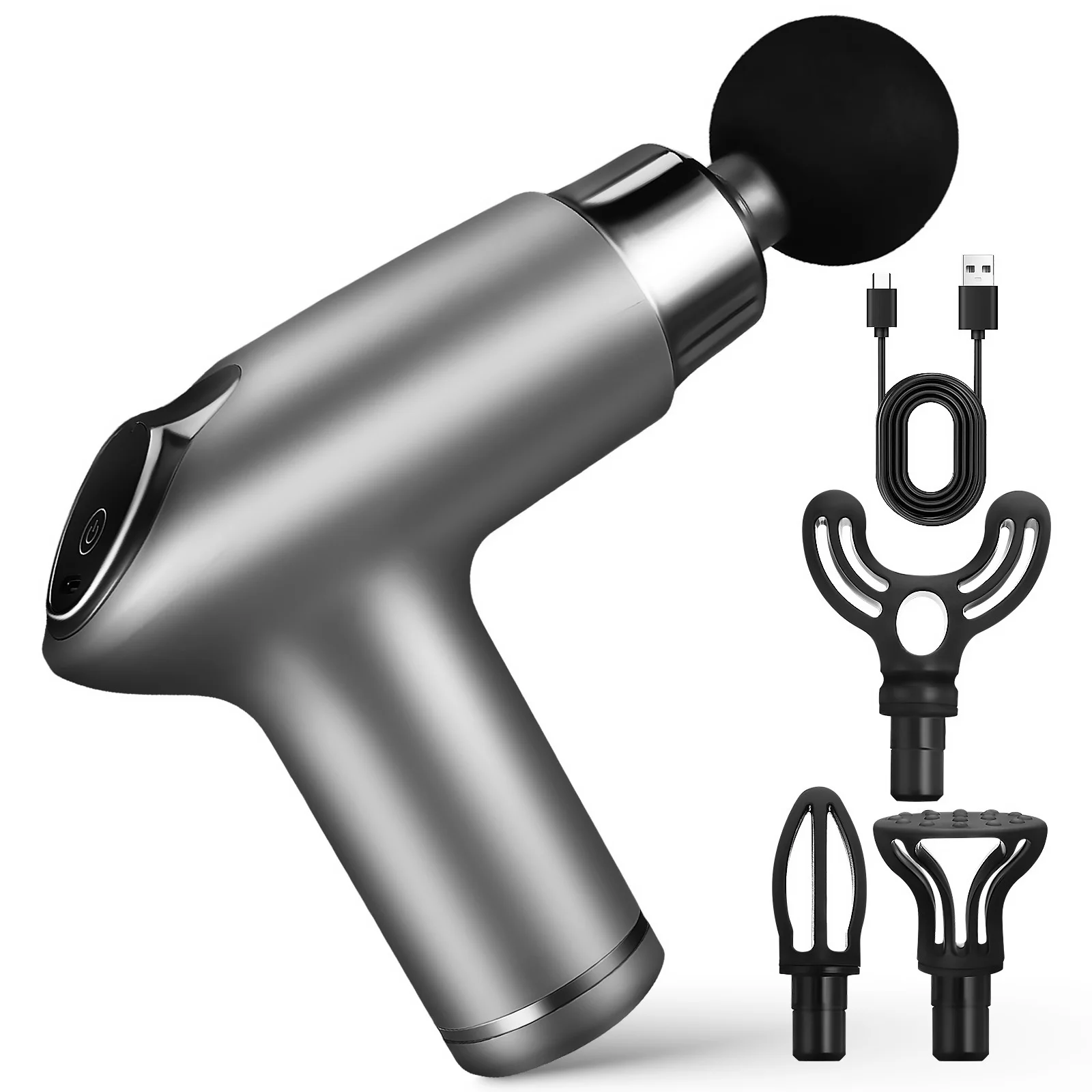 

Mini Electric Fascia Gun Muscle Massager Silver Abs Pillow Circulation Quiet Long Lasting Portable Percussion Massage Tool Post