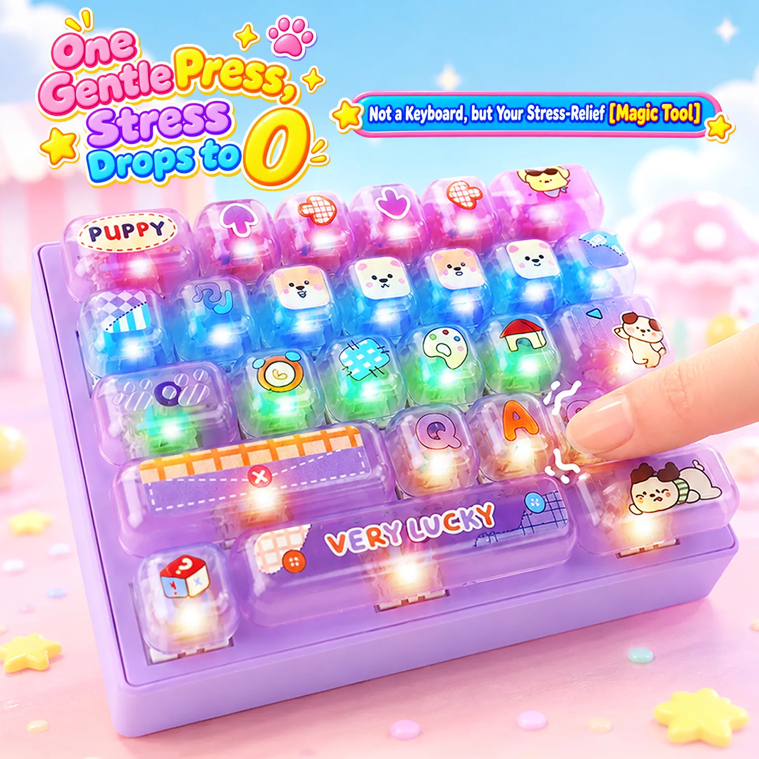 26 Keys Light Up Music Tap Keyboard Toy Cute Portable Pendant Fun Stress Relief Educational Toy For Children Gift