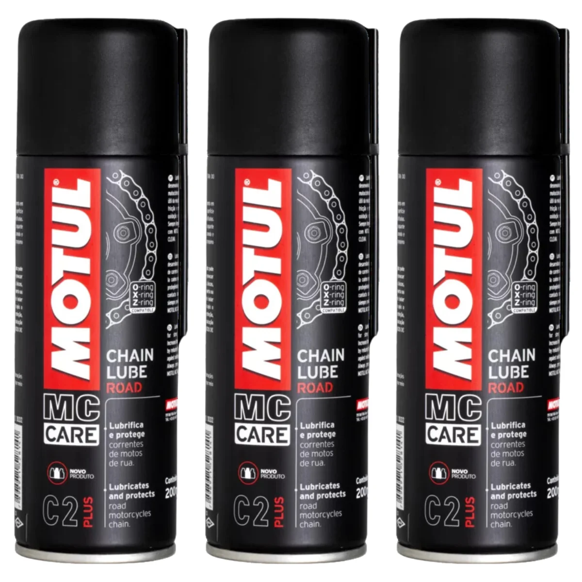 Kit 3 Sprays Chain Lubricant Motorcycles Street Street Motoboy Urban Motul C2 + Plus Chain Lube