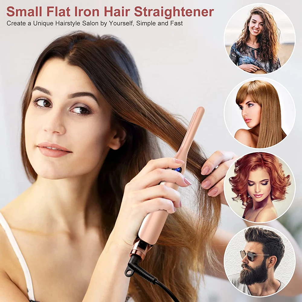 Flat Iron for Short Hair Straightener Mini Curler 2 in 1 Ceramic Small Flat Iron for Short Hair 3/10 Inch Straightener Iron