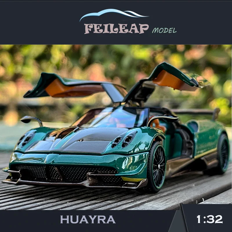 JKM Diecast 1/32 Pagani Huyra Alloy Car Model with Sound and Light Children Metal Toy Vehicle Car Toy Gift Collective Voiture