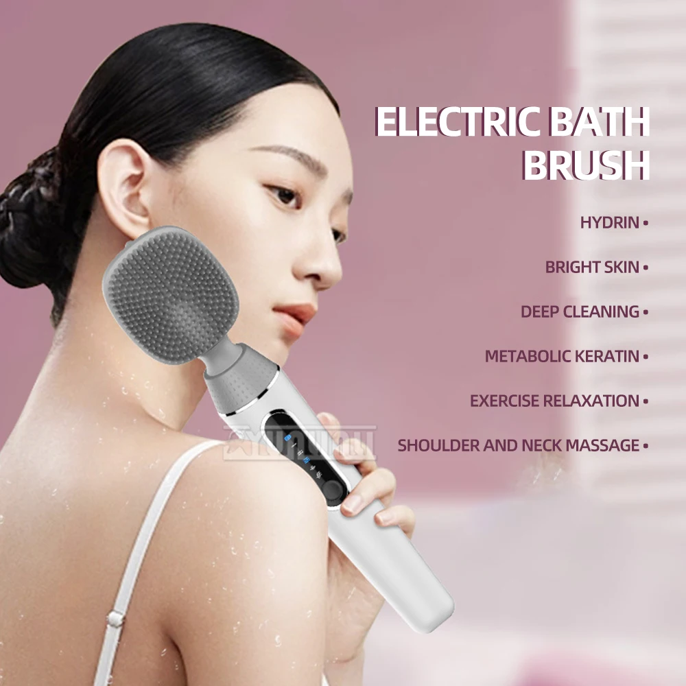 Multi-functional electric bath brush lazy bath artifact massage back rub machine mud long handle bath brush