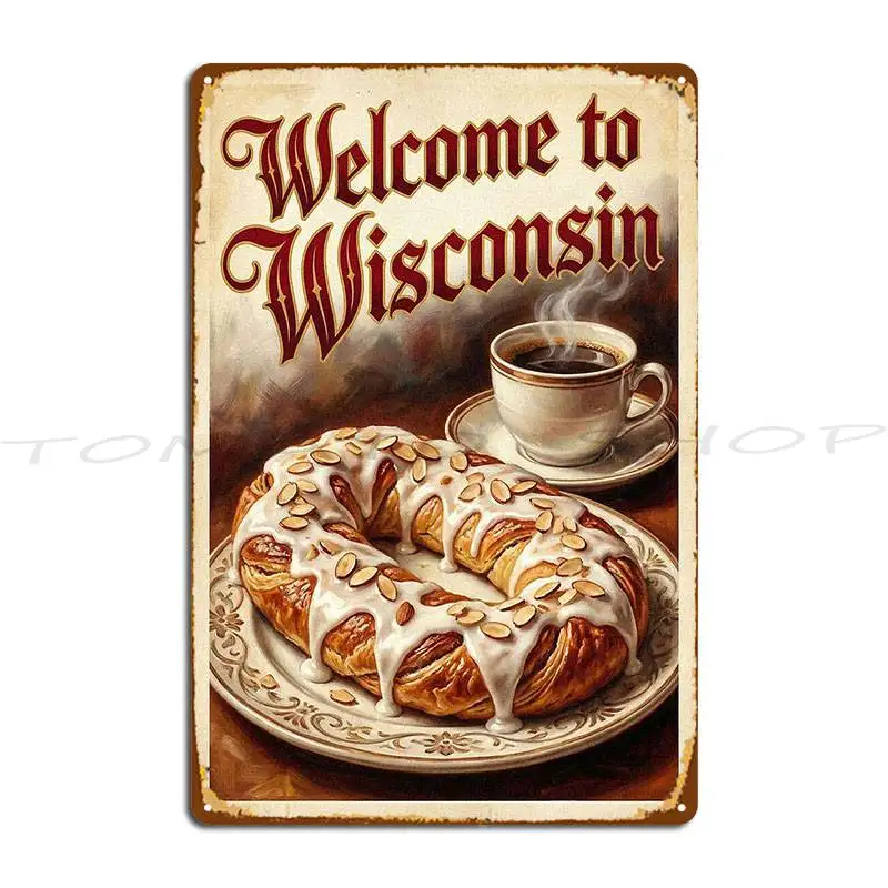 Vintage Kringle Pastry Bakery Kitchen Metal Plaque Poster Club Create Classic Customize Tin Sign Poster