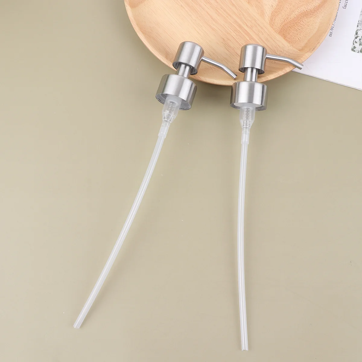 

6Pcs Stainless Steel Soap Dispenser Pump Heads Replacement Caps Long Nozzle for Kitchen Bathroom Lotion Bottle Accessories Press