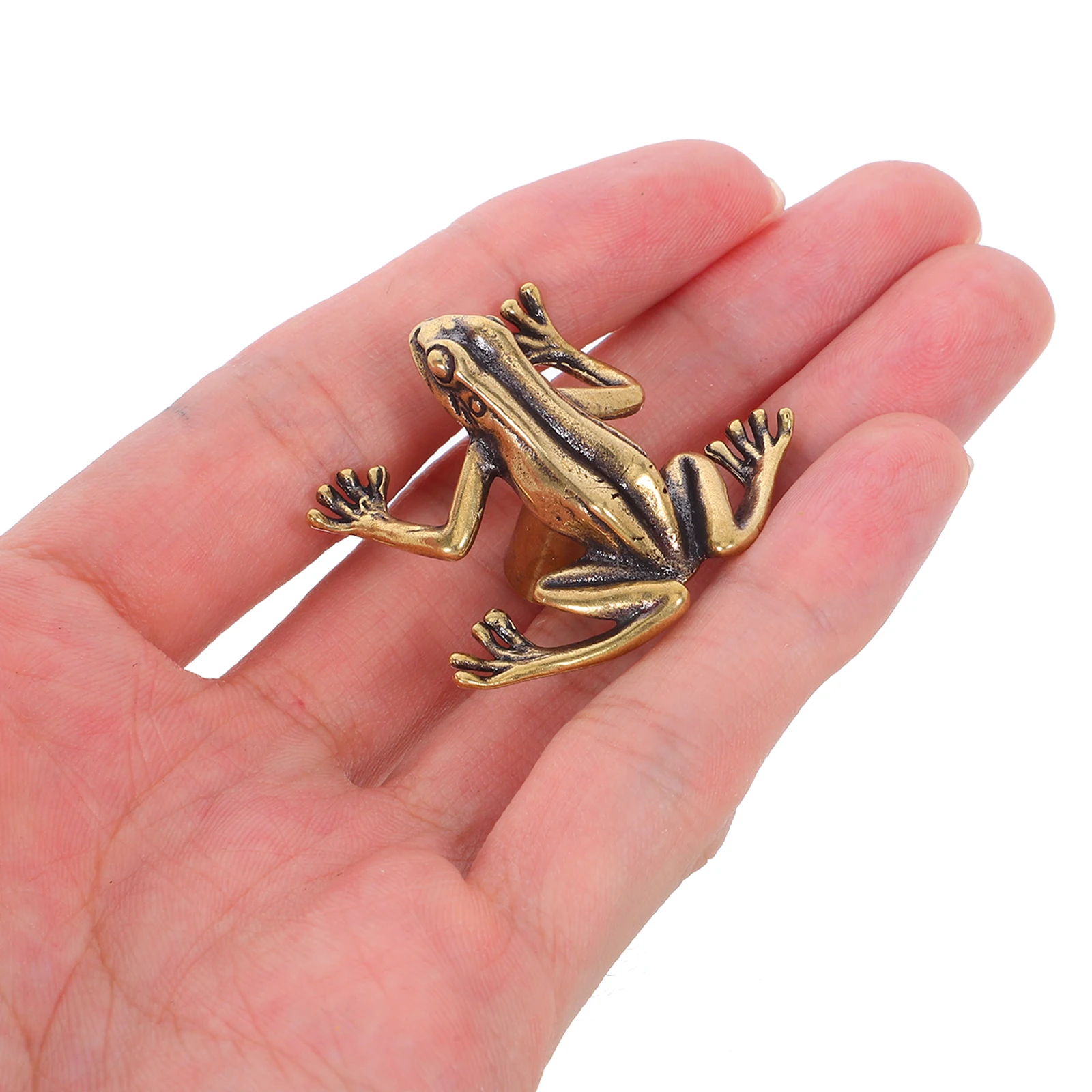 

2Pcs Brass Frog Shaped Knobs Vintage Drawer Pulls Unique Animal Handles for Cabinets Wardrobes Decor Frog Cabinet Knobs