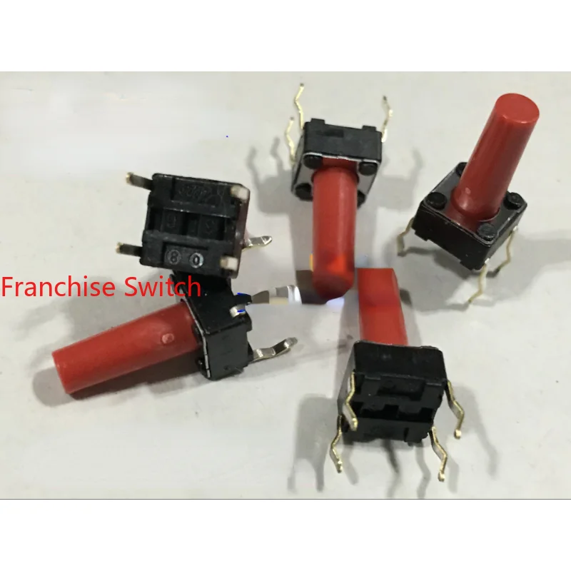 

10PCS 6*6*13H Tact Switch 1 Million Life Key SKHHAKA010 Red Handle