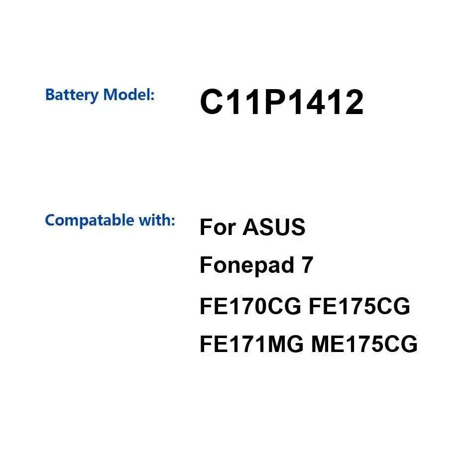 

Tablet Battery Durable 3948Mah Environmentally Friendly For Asus Fonepad 7 FE170CG FE175CG FE171MG ME175CG C11P1412