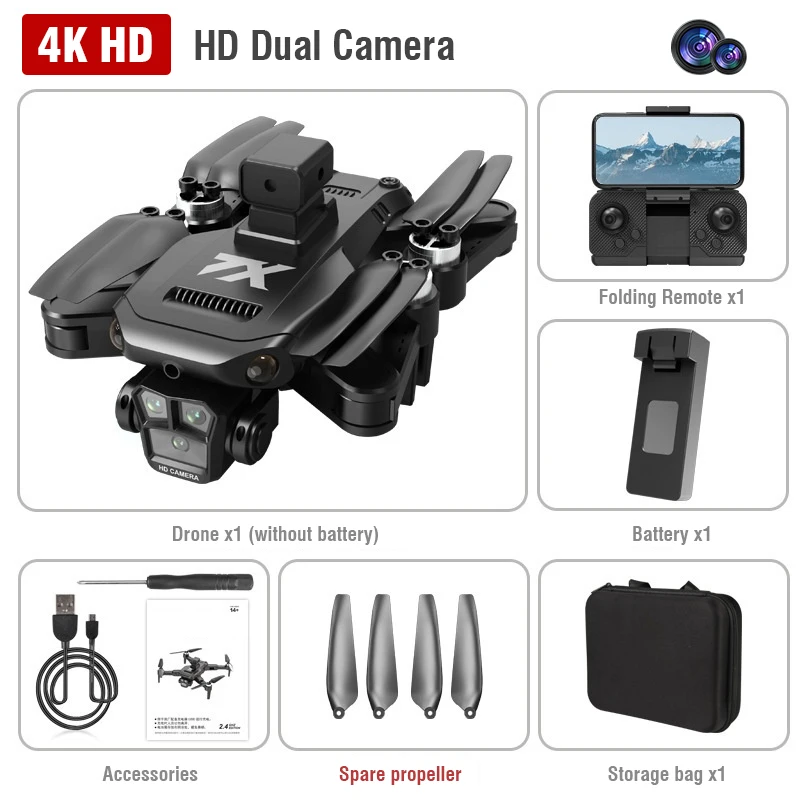 S1 Brushless Remote Control Drone 4K HD Camera Aircraft Intelligent Obstacle Avoidance Foldable RC Drone Optical Flow Quadcopter