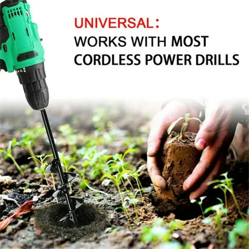 Carbon Steel Planter Garden Auger Spiral Drill Bit Planting Hole Digger Drill Bit Yard Gardening Planting Hole Digger Tool