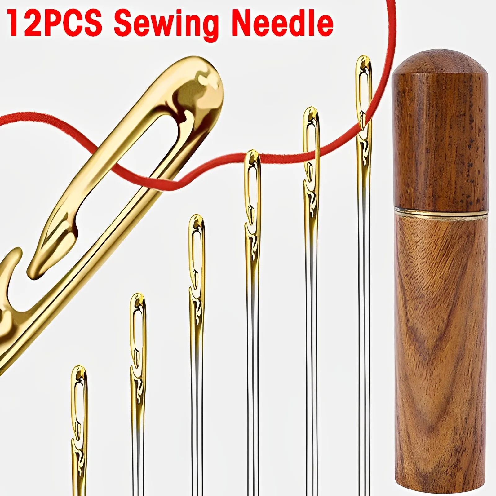 12Pcs Side Hole Blind Sewing Needles Stainless Steel Elderly Self Threading Needles 3 Sizes Stitching Pin DIY Hand Sewing Needle