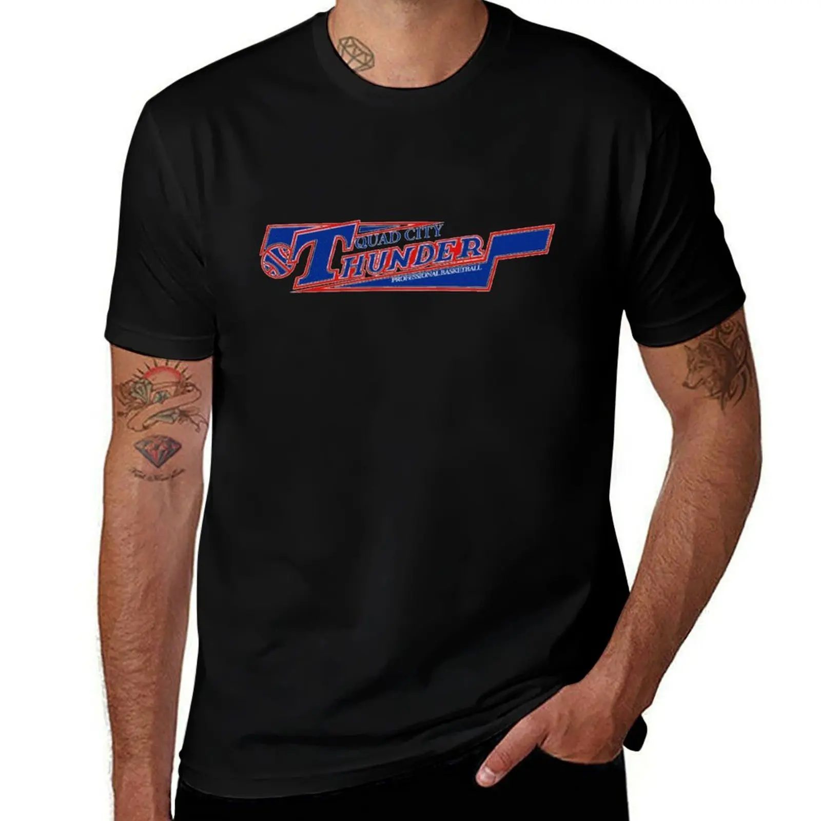 Quad City Thunder CBA Continental Basketball Association Vintage Logo T-Shirt Plus Size Loose Short Sleeve Top