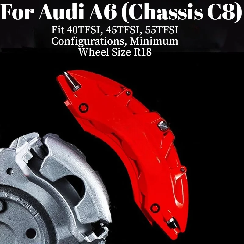 Special Aluminum Brake Caliper Covers for Audi A6 (Chassis C8) 2019, 2023-2026. Minimum Compatible Wheel Size: R18 Brake System