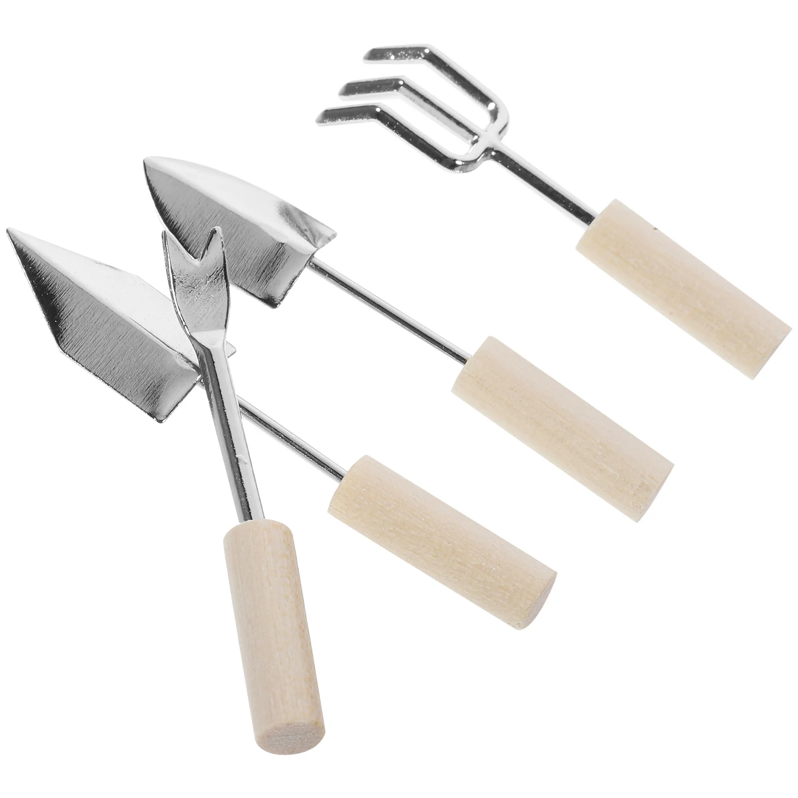 4 pçs mini casa ferramentas de jardinagem liga zinco madeira durável leve para mini acessórios de jardim decorativo micro cena de jardim