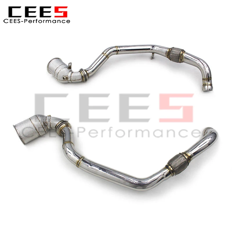 CEES Turbo Downpipe For Porsche Panamera Turbo S E-Hybrid 971 EA825 4.0TT V8 2018+Test Pipe Heat Shield Exhaust Manifold