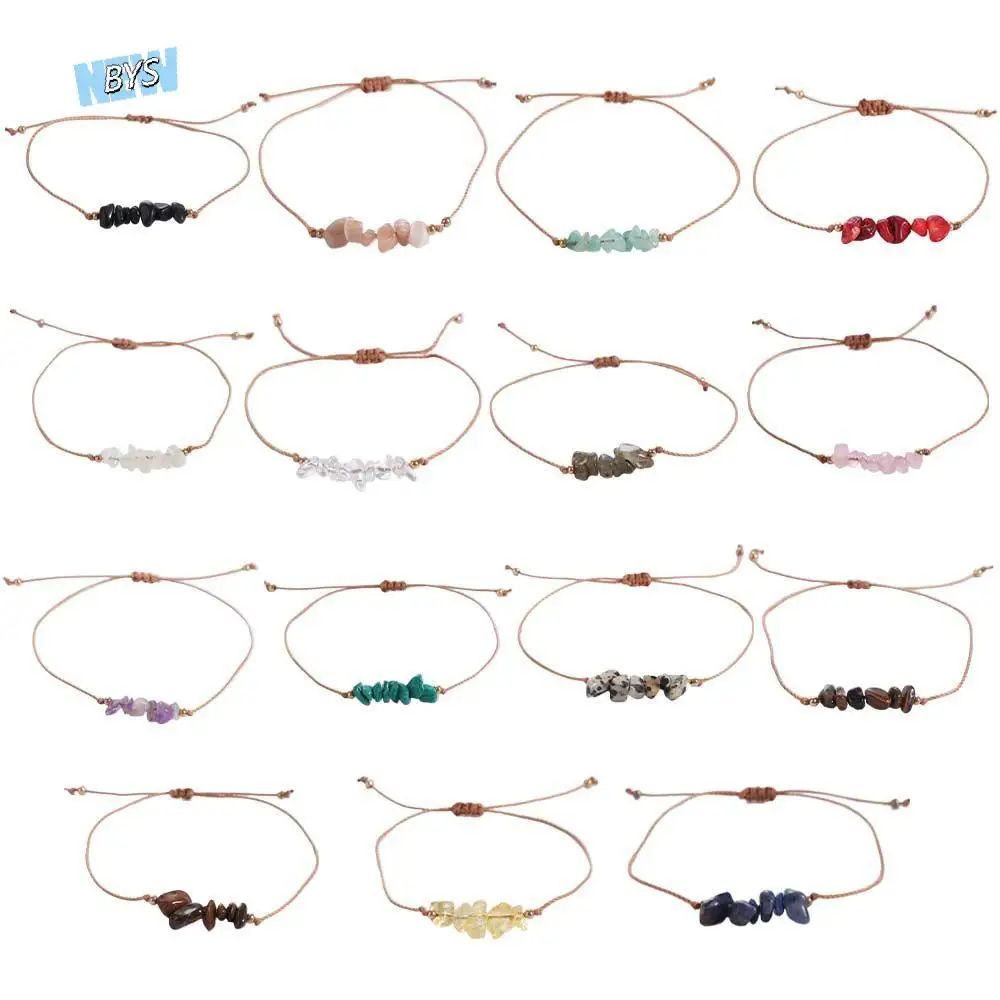 

Natural Stone Woven Rope Amethysts Women Jewelry Accessories Beach Body Jewelry Crystal Gravel Bracelets Bohemia Bracelet