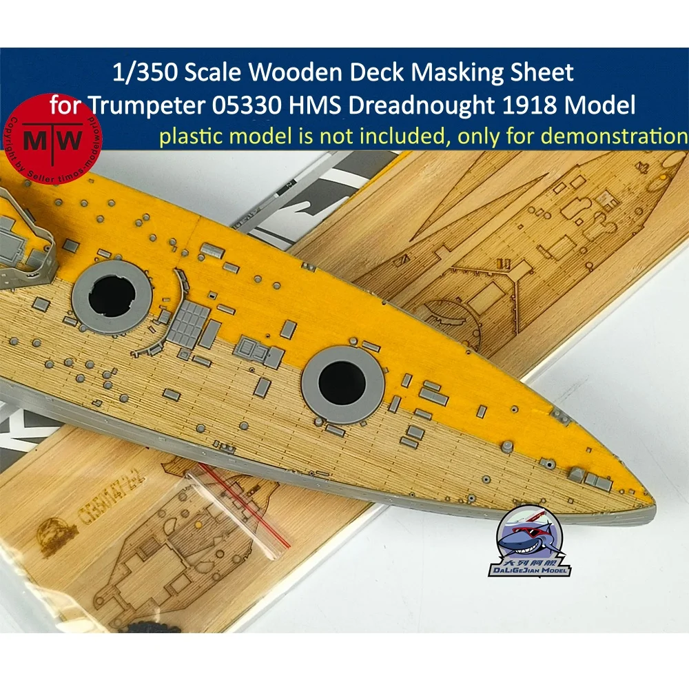 1/350 Scale Wooden Deck Masking Sheet for Trumpeter 05330 HMS Dreadnought 1918 Model Kit CY350147
