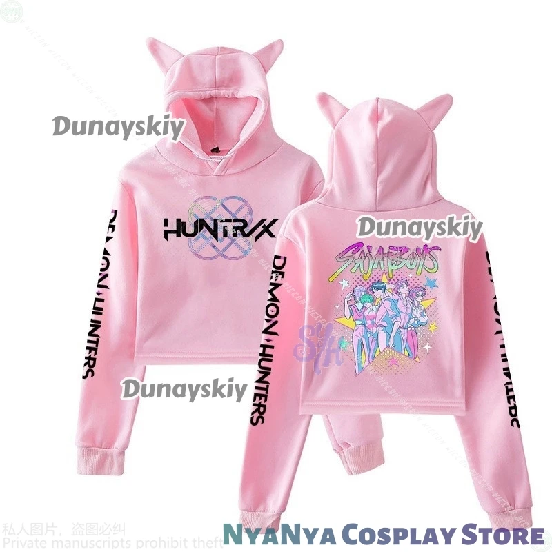 Костюм Саджабои, аниме KPop Demon, косплей Huntrix Fanart, укороченная толстовка с кошачьими ушками, повседневная толстовка Jirai Kei для девочек на Хэллоуин