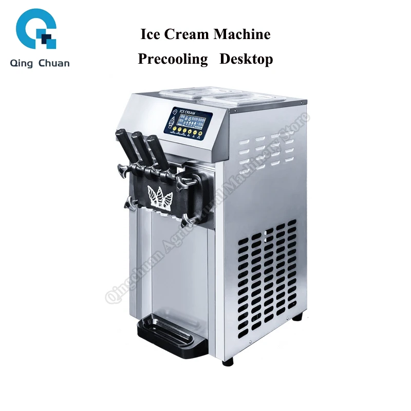 

Ice Cream Machine with Precooling 18 - 20L/H Desktop Fully Automatic Stainless Steel Commercial Cone Soft Ice Cream Machine