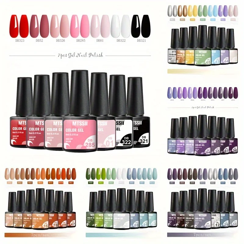 

7pcs/set Gel Nail Polish Kit Nail Art Gel Soak Off UV Colorful Spring Summer Shades Manicure Art Varnish For Women Gift Set