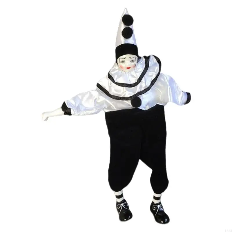 

Puppet Porcelain Harlequin Doll in Brocade Clothes For Valentine Gift L8RB