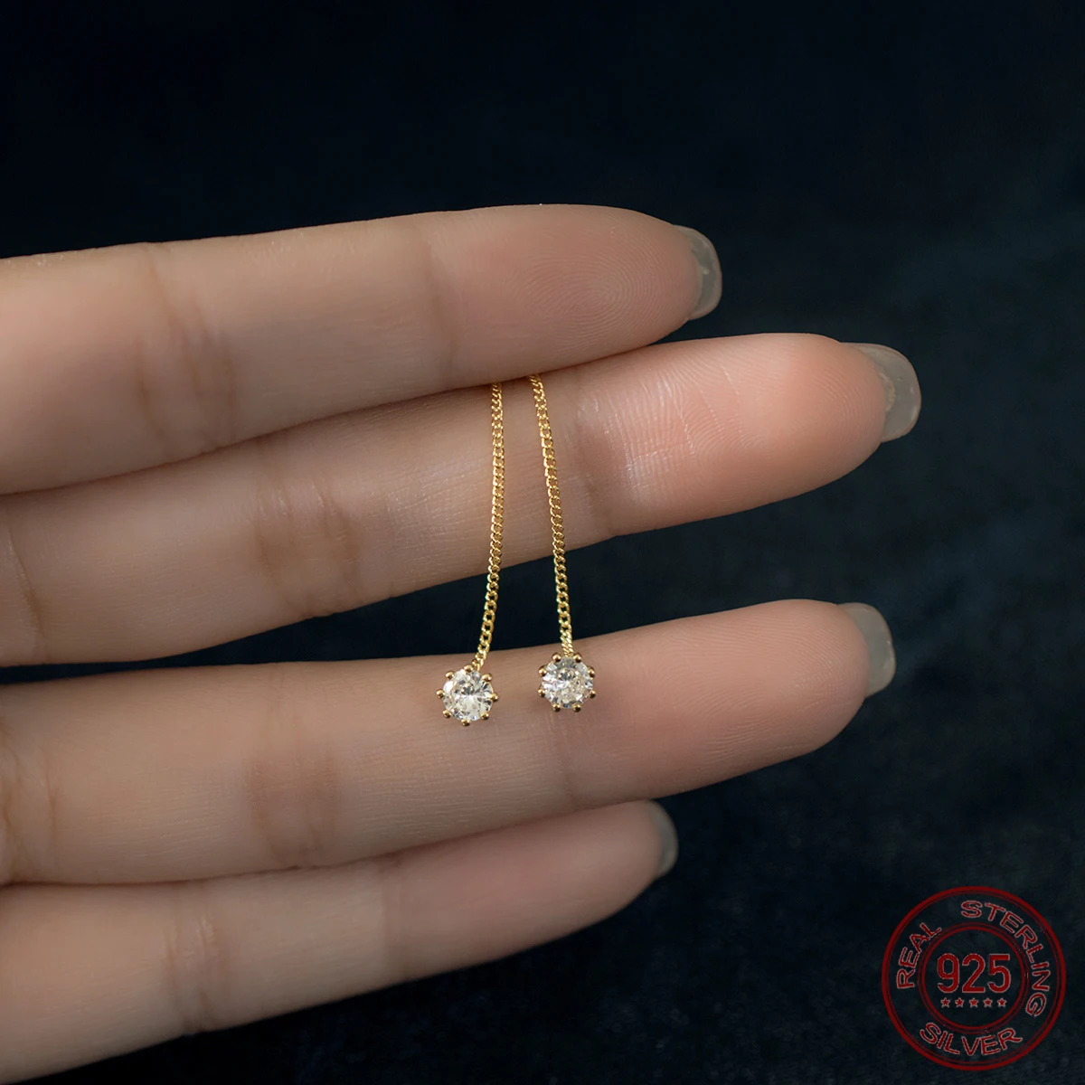 La Monada kurze Kette Frauen Silber Ohrringe 925 Sterling Silber Schmuck für Frauen Zirkon baumeln hängende Ohrringe einfach