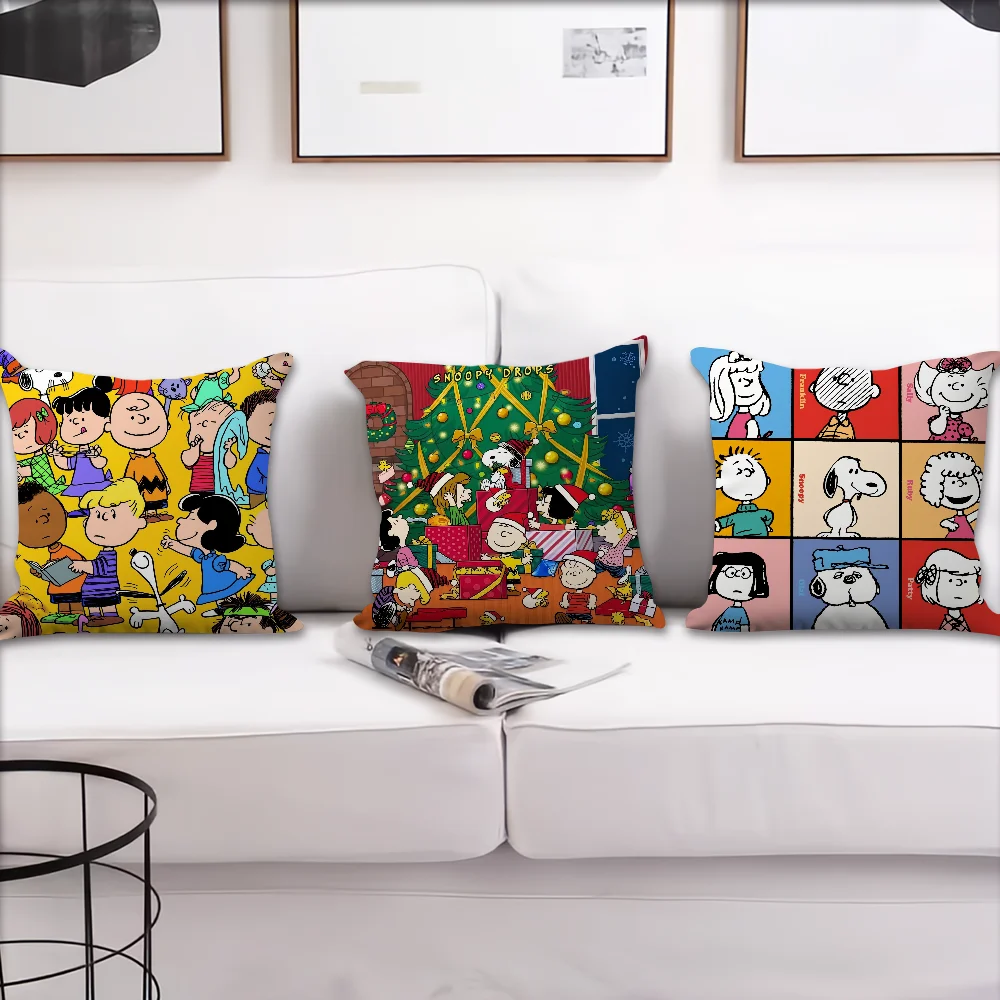 MINISO Cartoon Dog Sofa Living Room Bedroom Headboard Backrest Cushion Square Cushion Nap Time S-Snoopys-S Little Pillow Case