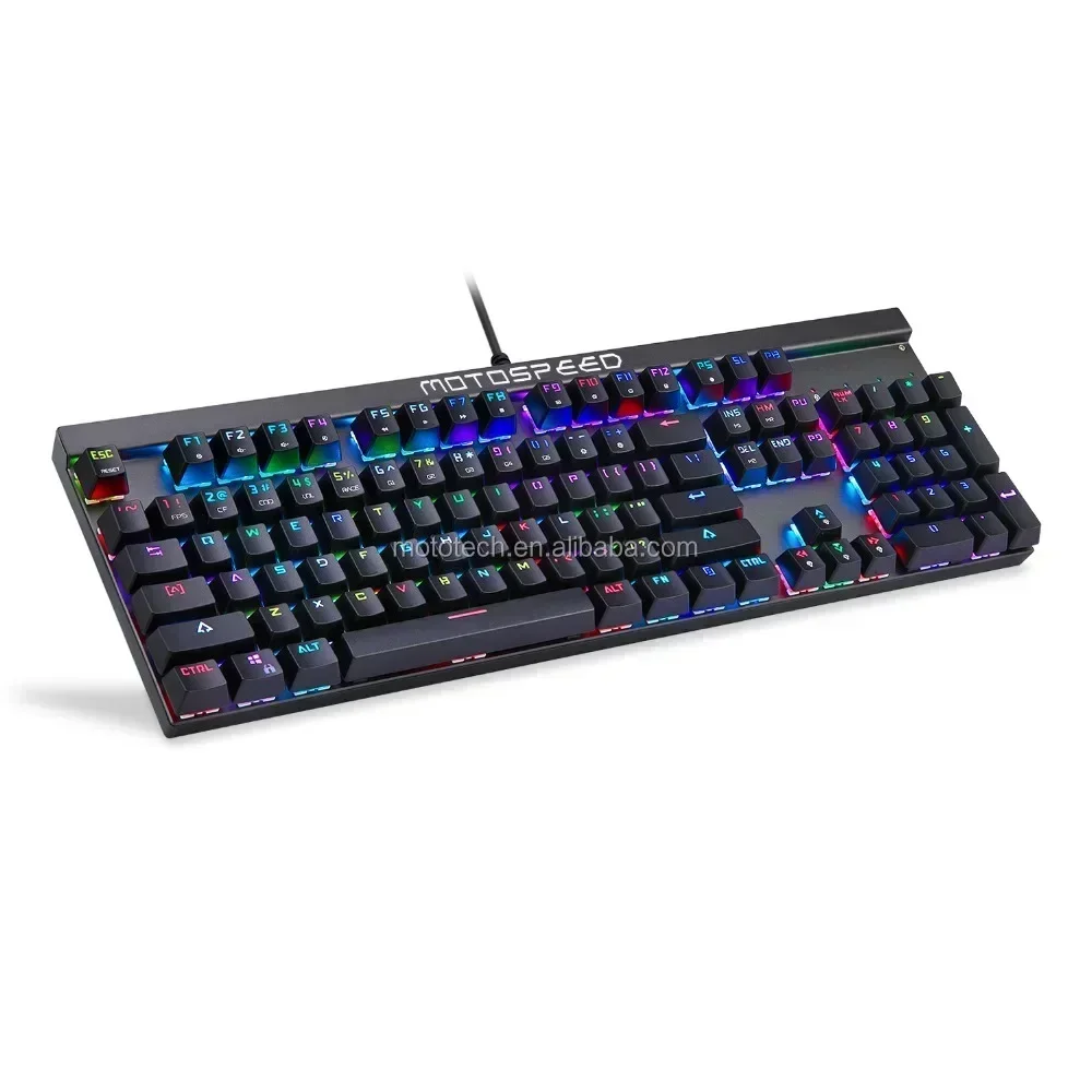 Motospeed CK103 RGB Backlight Gaming Mechanical Keyboard 104 Keys Support USB2.0 14 Modes LED Backlight Blue/Red Switch