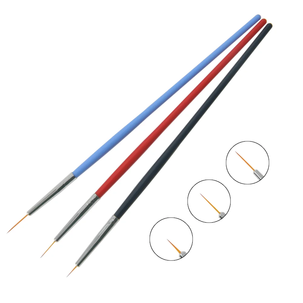 3PCS Brush Fine Hook Line Pen Nail Line Drawing Pens of Different Sizes Thin Rod Nail Beauty Line Pen Art Supplies