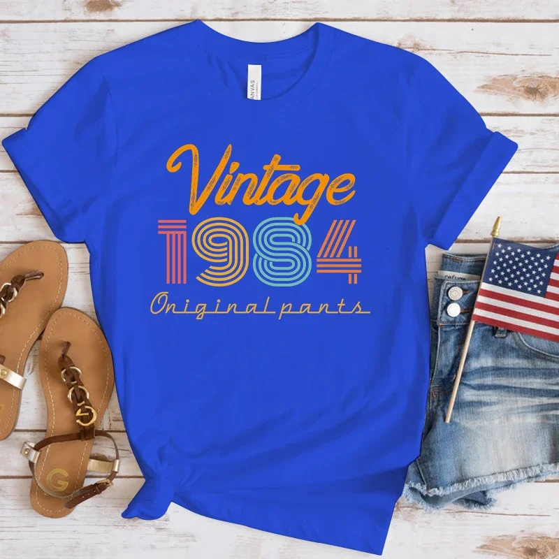 (Premium T-shirt)New Vintage 1984 Print T Shirts Women Casual Round Neck Tees Top Summer Cool Loose Short Sleeve(Fast Delivery)