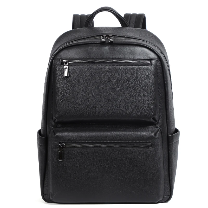 Classic Men's Casual Genuine Leather Backpack Black Waterproof Laptop School Bag Fashion Daypack Large Capacity Travel Backpacks