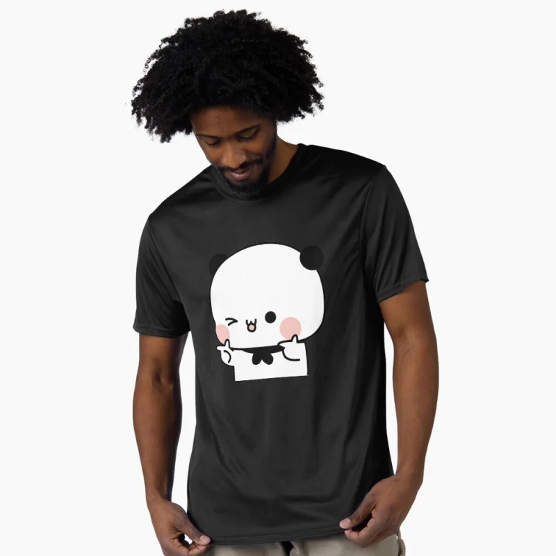 Bubu striking a pose Gift t shirt ‌kawaii‌ Panda Bear Cartoon Graphic tee Cute Y2K Clothes 100% cotton All size Tee S-6XL