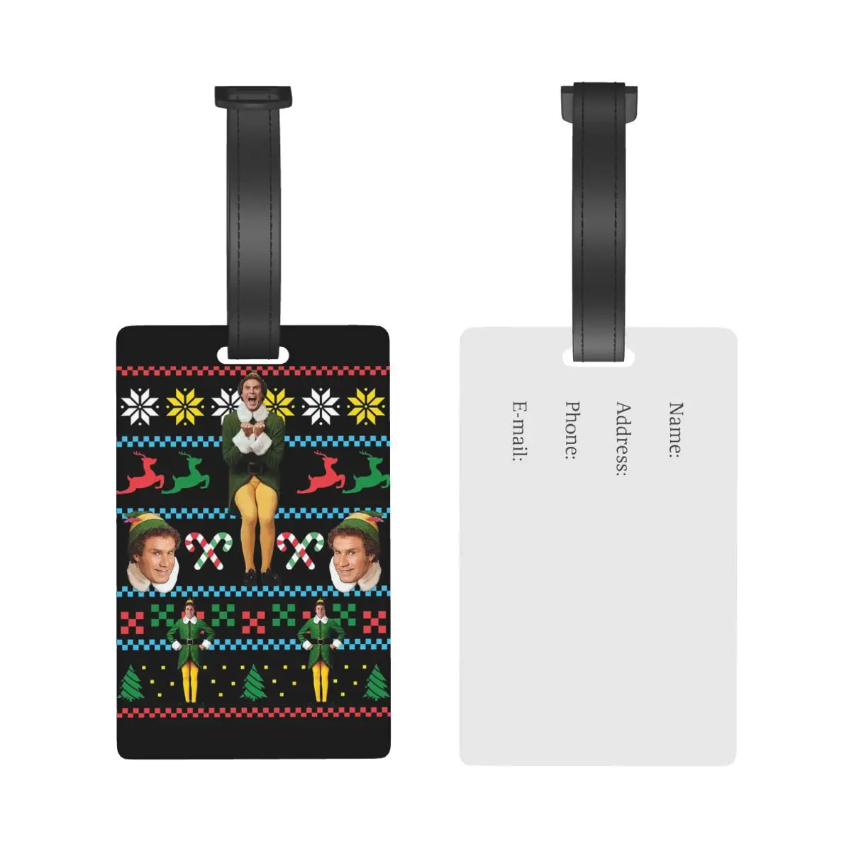 Buddy The Elf Ugly Christmas Xmas Movie Will Ferrell Luggage Tags Suitcase Travel Baggage Boarding Tag Label Holder Name Address