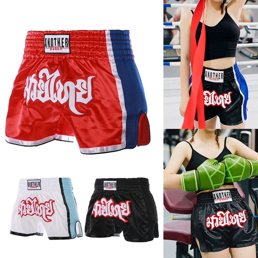 1pc Unisex Boxing Shorts For MMA Muay Thai Training Trunks Fitness Shorts For Adults Ribbon Muay Mixed Martial Fighting Shorts
