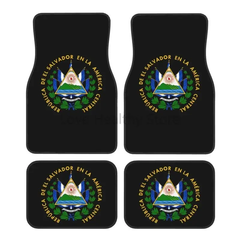 

El Salvador Flag Pattern Car Floor Mats Set of 4 Pieces Auto Front and Rear Carpet Foot Mats with Rubber Backing Universal
